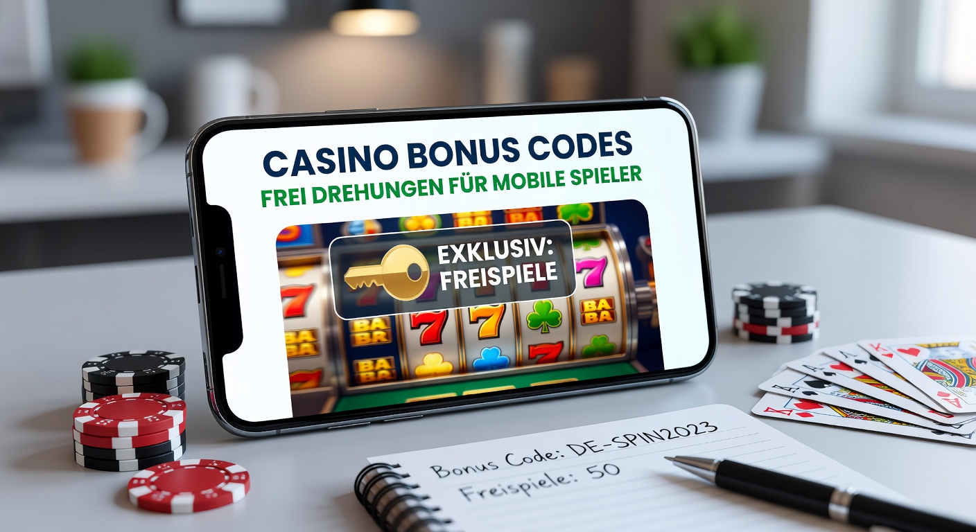 Diverse Smartphones mit Casino-Slots, Freispiel-Anzeigen und Code-Eingabefeldern auf hellem Hintergrund