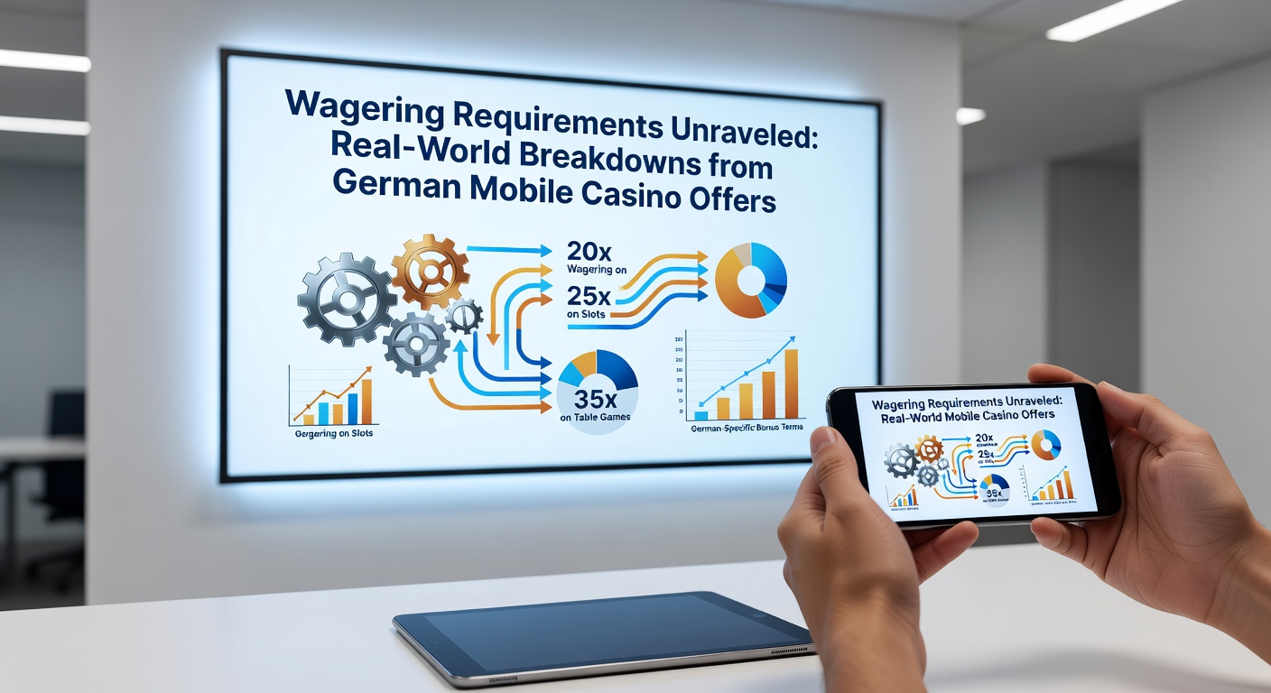 Smartphone mit Casino-App und Umsatzbedingungen im Vordergrund, typisch für deutsche Mobile-Angebote